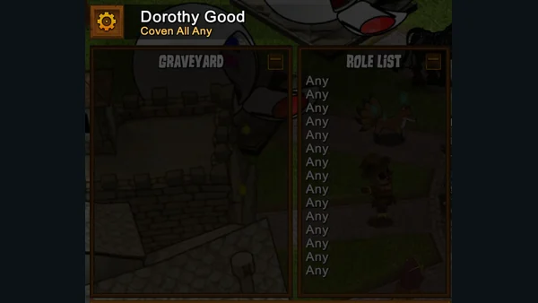 An open role list in Coven All Any, the expansion version of the All Any format.