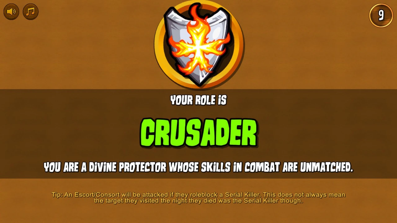 Town of Salem Crusader role reveal with its original icon and name.