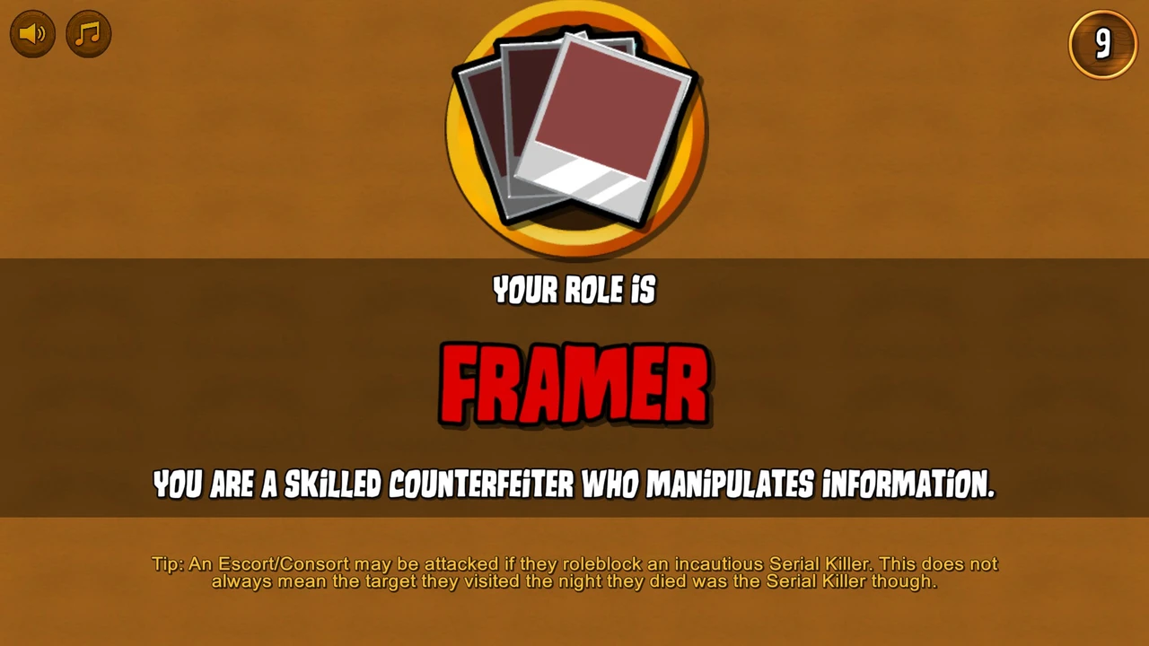 Town of Salem Framer role reveal with its original icon and name.