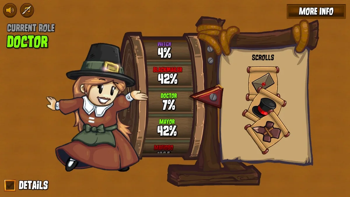 Town of Salem gameplay with the Doctor role panel visible.