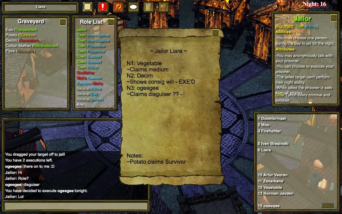 Town of Salem: a Jailor last will listing prisoners and claims.