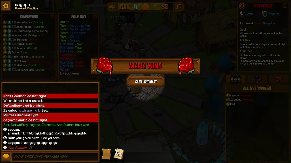 Town of Salem gameplay illustrating review the decision.
