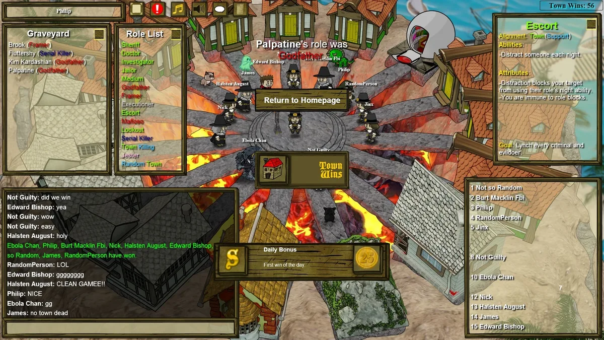 Town of Salem: town victory in the legacy game client.