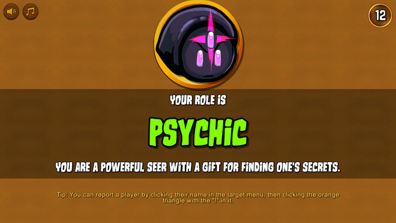 Town of Salem Psychic role reveal with its original icon and name.