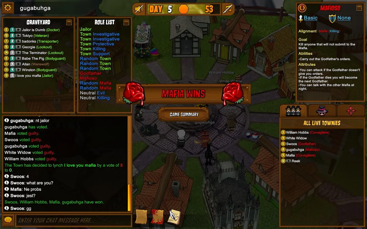 Town of Salem gameplay illustrating test a behavioral read.